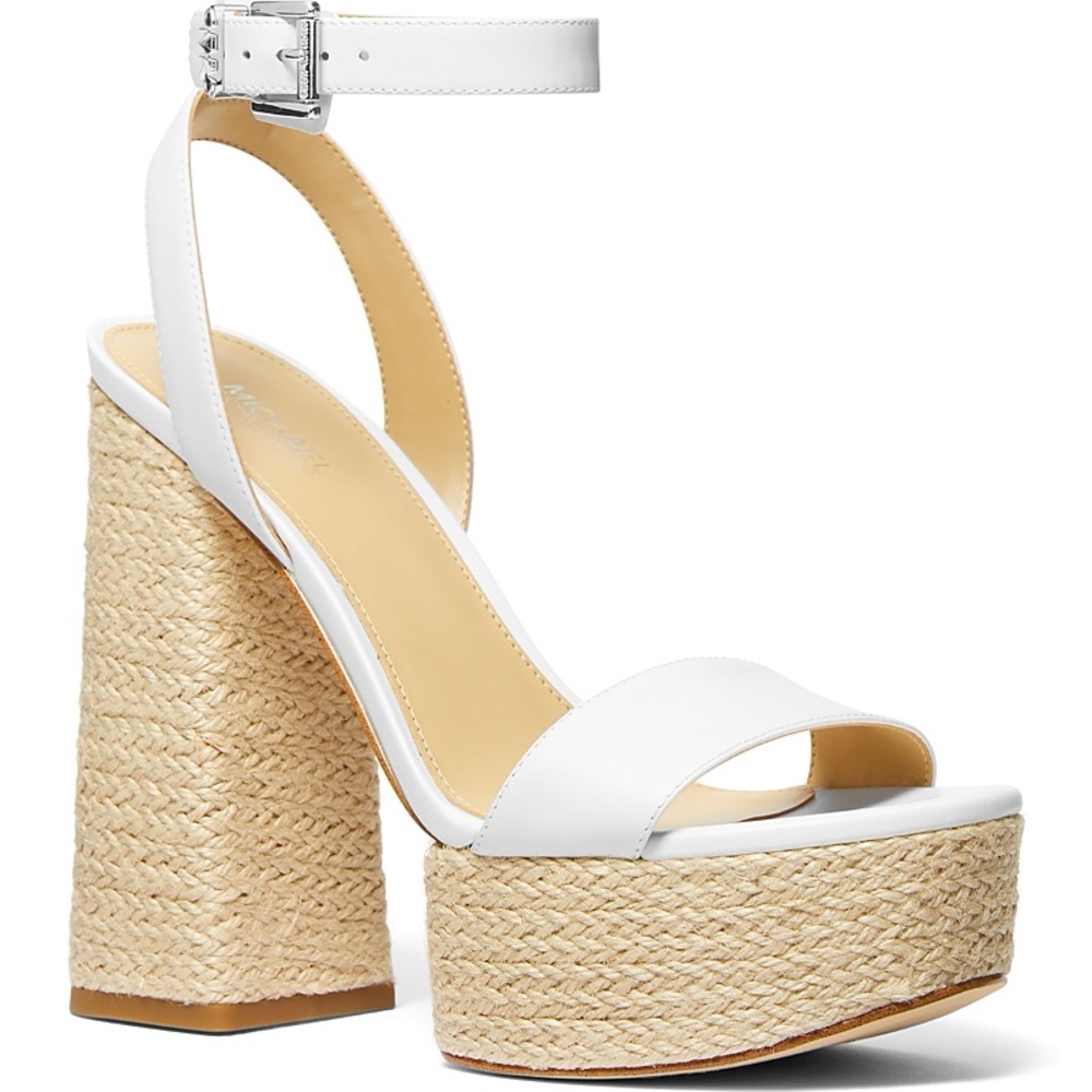 Michael Kors White Tan Platform Sandals